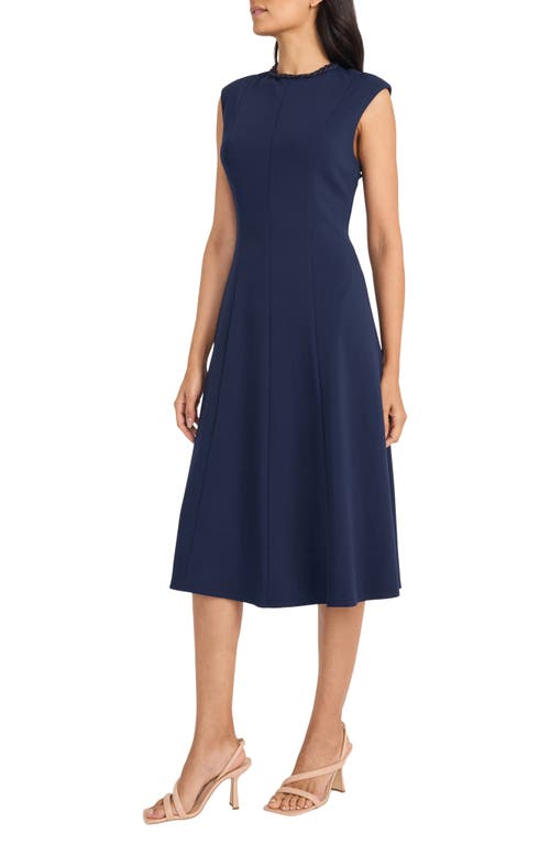 Maggy London Rope Accent Sleeveless Fit & Flare Dress In Navy Blazer
