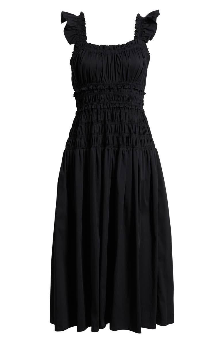 Anne Klein Smocked Ruffle Trim Midi Dress, Alternate, color, 