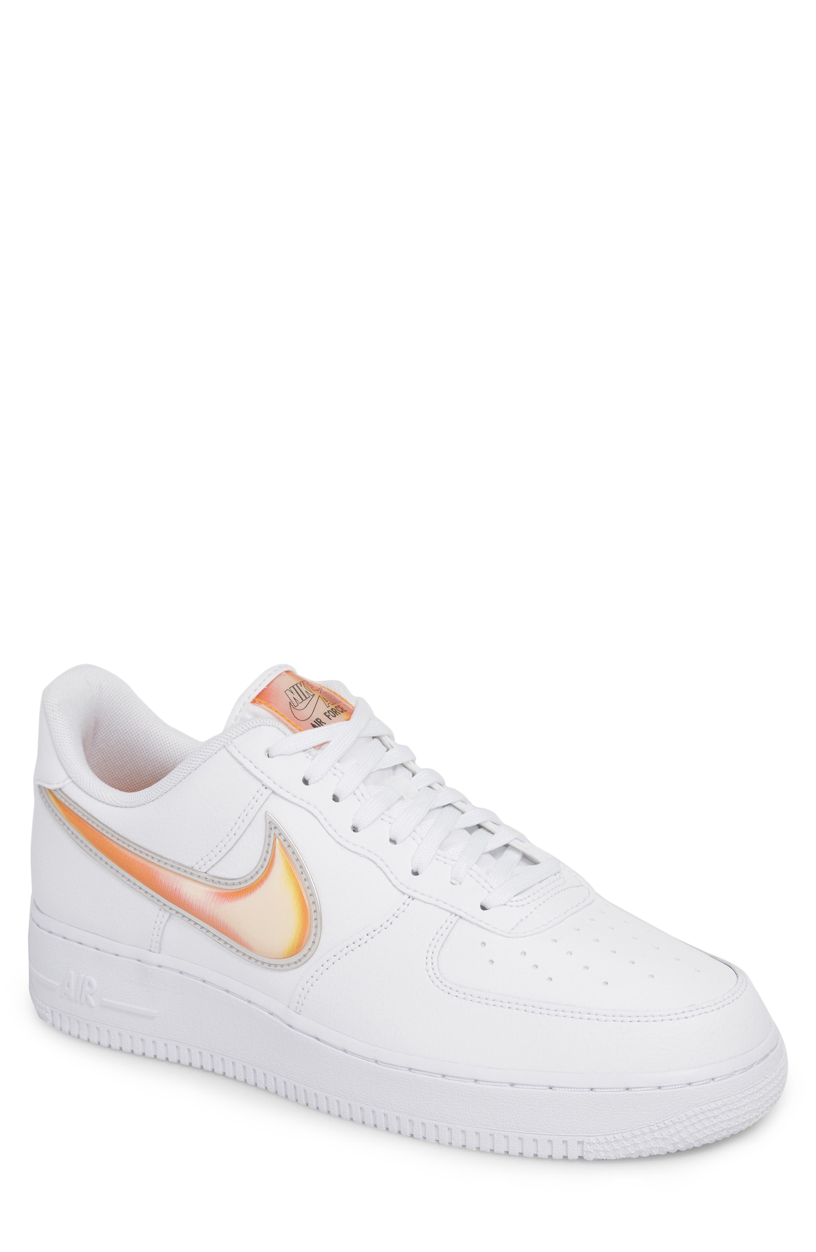 Air Force 1 '07 LV8 3 Sneaker, Main, color, WHITE/ ORANGE PEEL