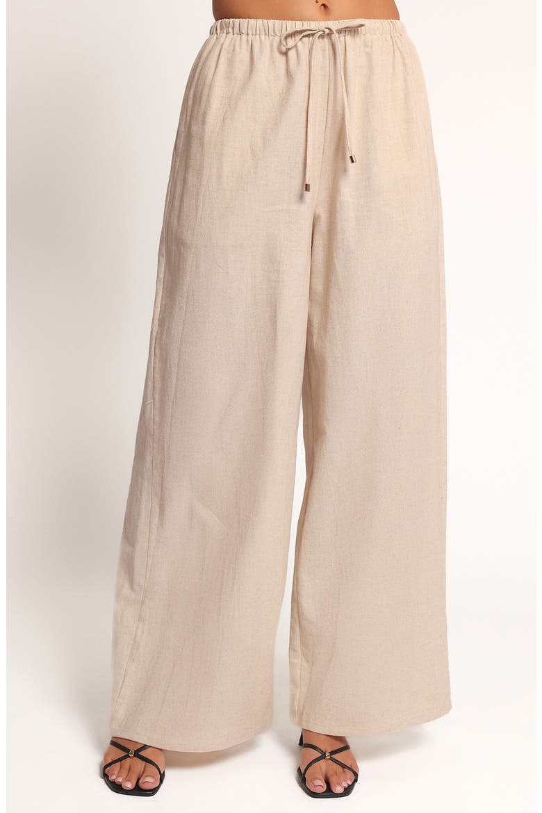 Trula Linen & Cotton Drawstring Wide Leg Pants, Main, color, OATMEAL