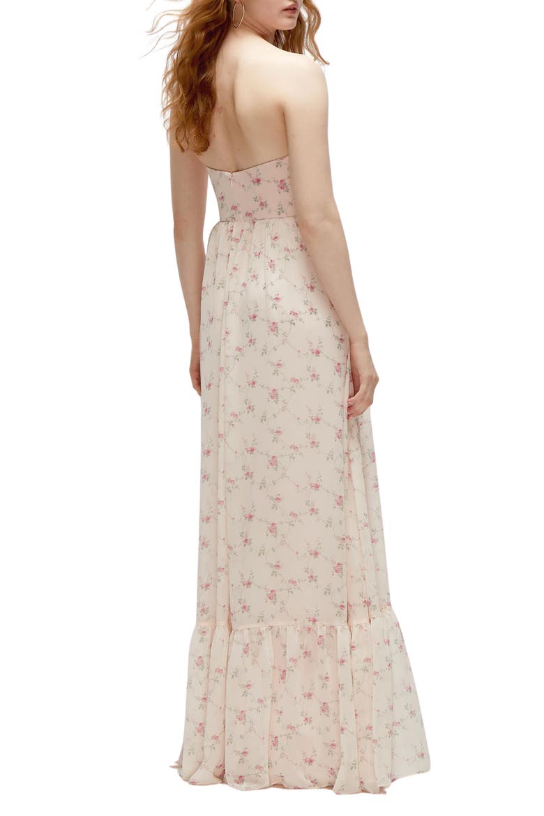 Strapless Corset Chiffon Gown, Alternate, color, COQUETTE FLORAL PRINT