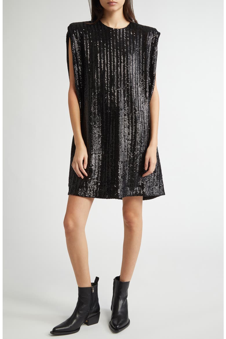 Journey Sequin Minidress, Main, color, BLACK