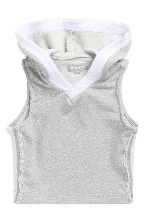 Kids' Lace Trim Sleeveless Cotton Blend Hoodie (Big Kid)