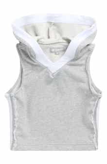 Kids' Lace Trim Sleeveless Cotton Blend Hoodie