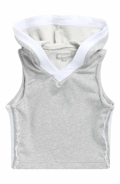 Kids' Lace Trim Sleeveless Cotton Blend Hoodie