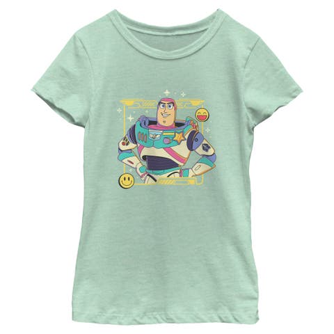 Girls Toy Story 5 Buzz Smile Emoticon T Shirt