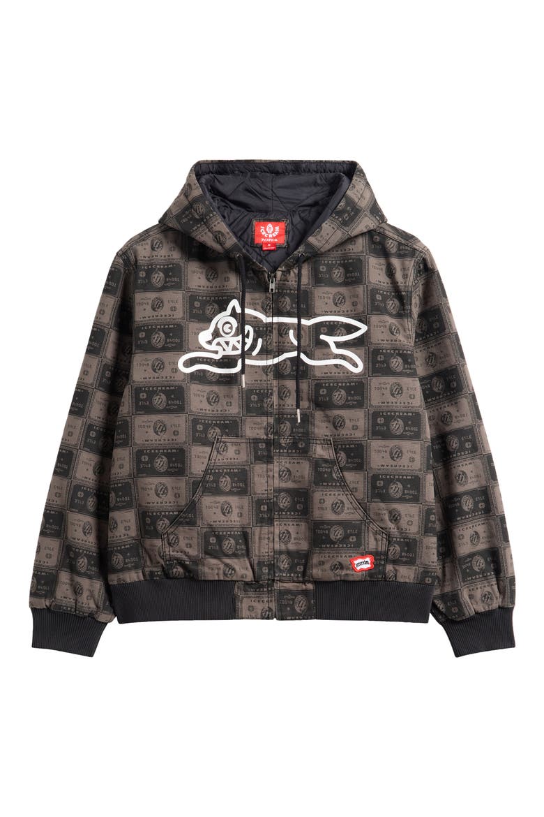 Credit Check Workwear Zip-Up Cotton Graphic Hoodie, Alternate, color, DARK GULL GREY