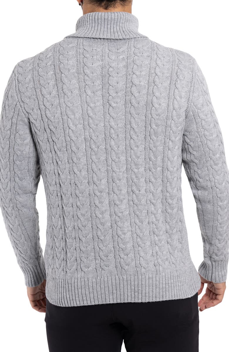 XRAY Cable Knit Turtleneck Sweater, Alternate, color, Heather Grey