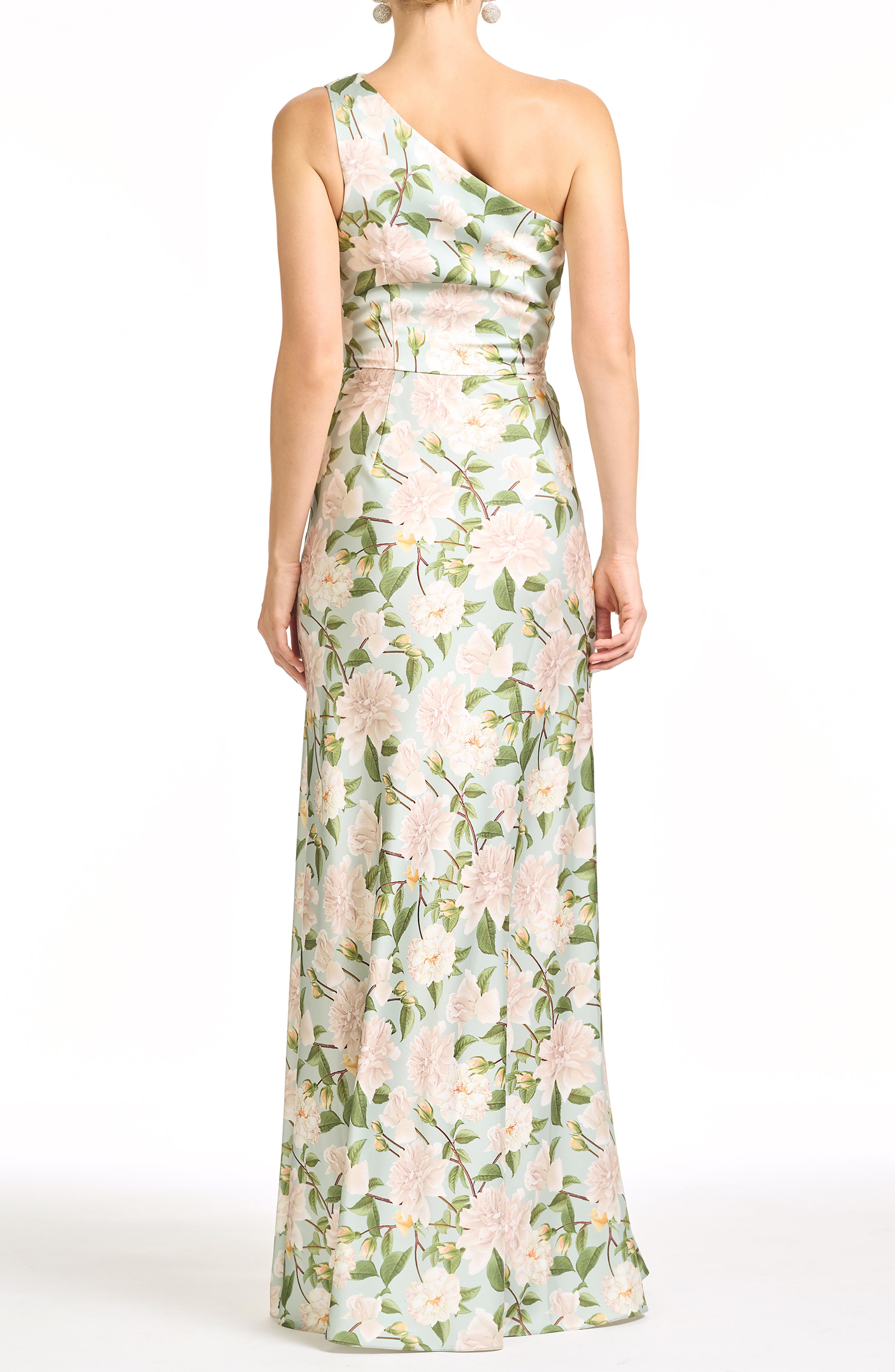 delphine one shoulder asymmetric maxi dress Mint Green Floral A-line Gown Celadon Sweetbriar / 6 this gown will be cf-color-black EadianDree Womens Long Sleeve Size:Us Size 18W