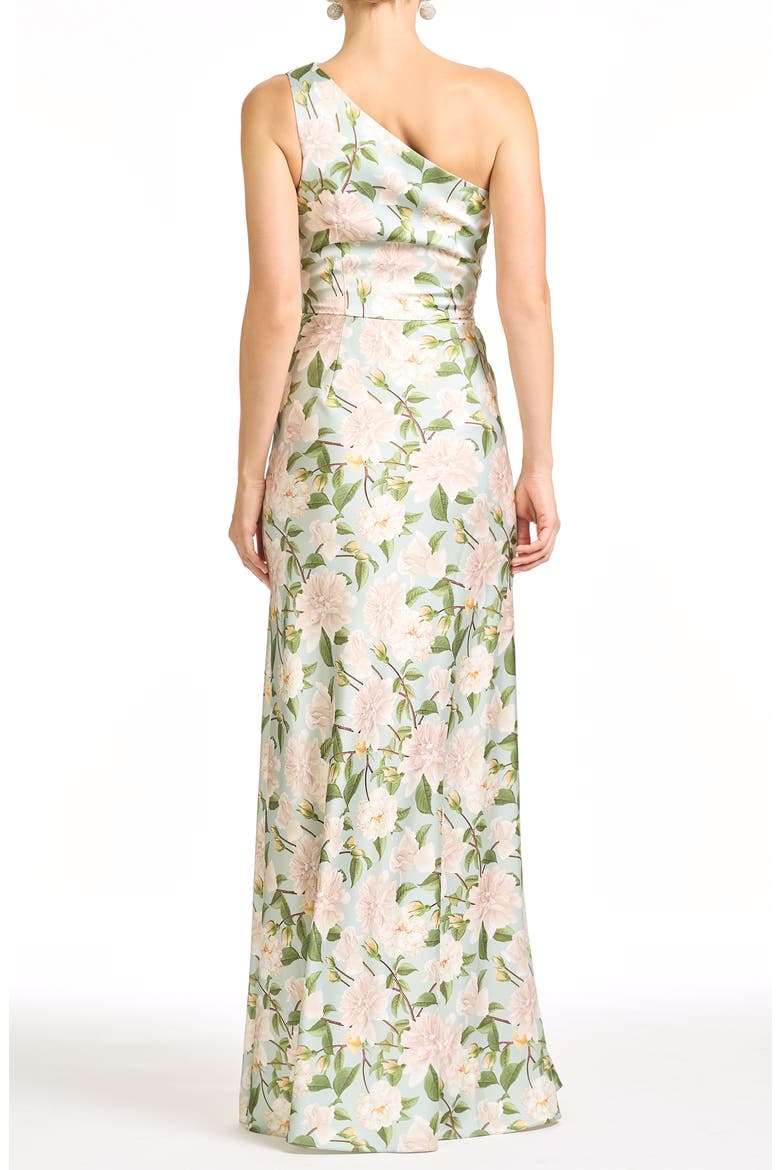 Delphine Floral One-Shoulder Gown, Alternate, color, CELADON SWEETBRIAR
