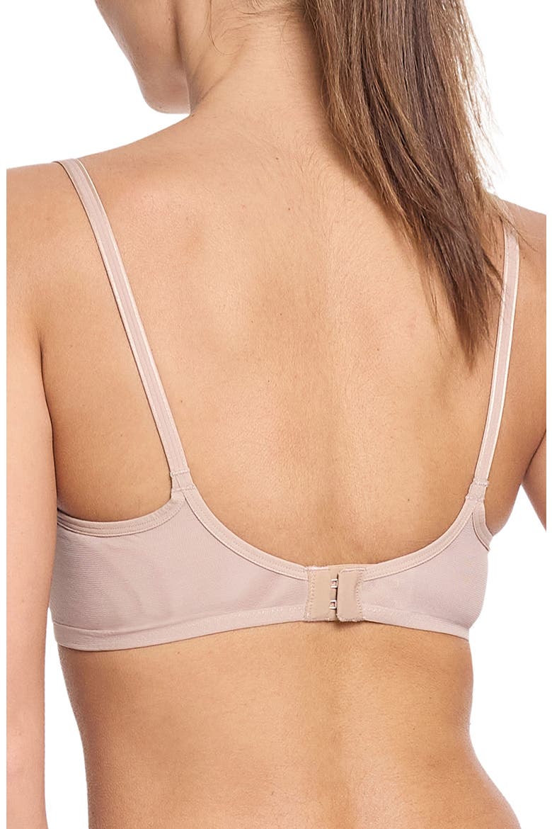 Underwire Unlined Mesh Plunge Bra, Alternate, color, CHAI
