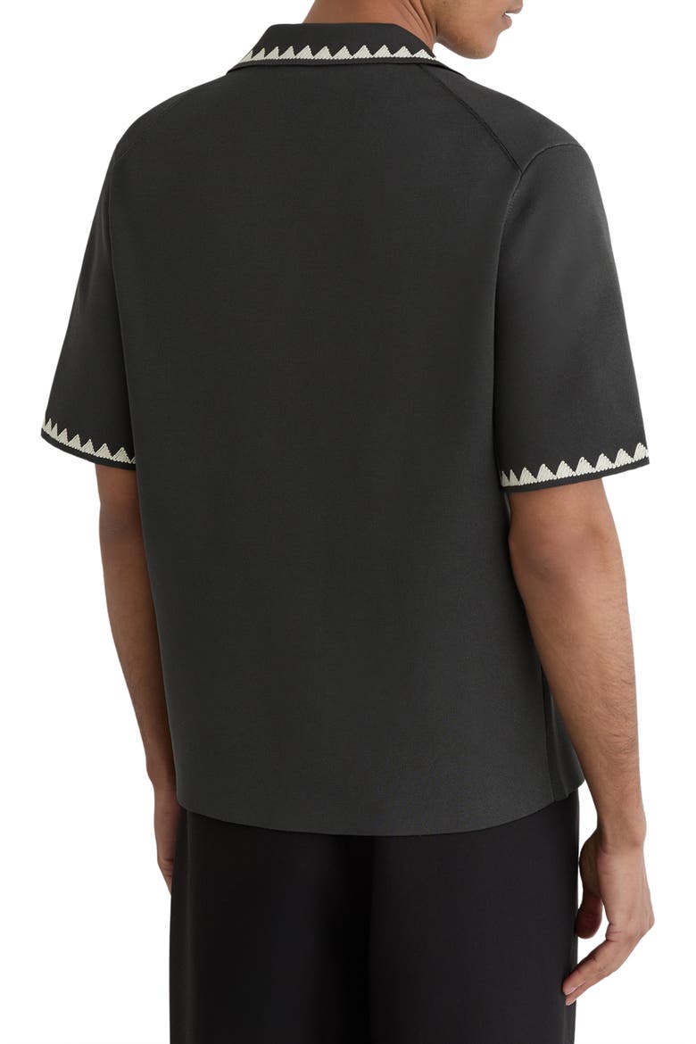 Folia Floral Embroidered Knit Camp Shirt, Alternate, color, ANTHRACITE GREY