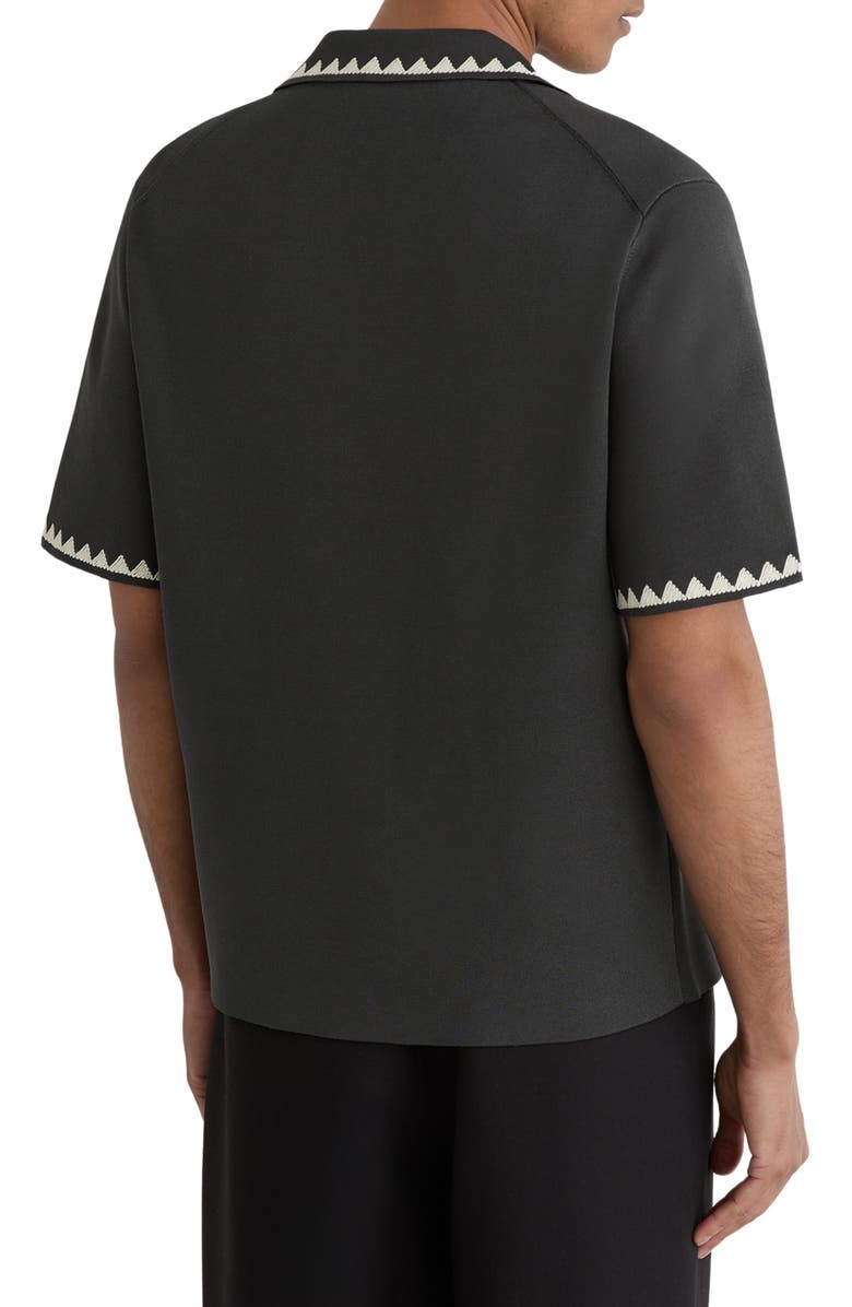 Reiss Folia Floral Embroidered Knit Camp Shirt, Alternate, color, Anthracite Grey