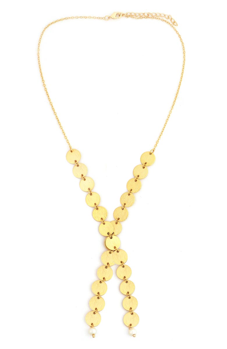 Panacea Circle Chain Lariat Necklace, Main, color, Gold