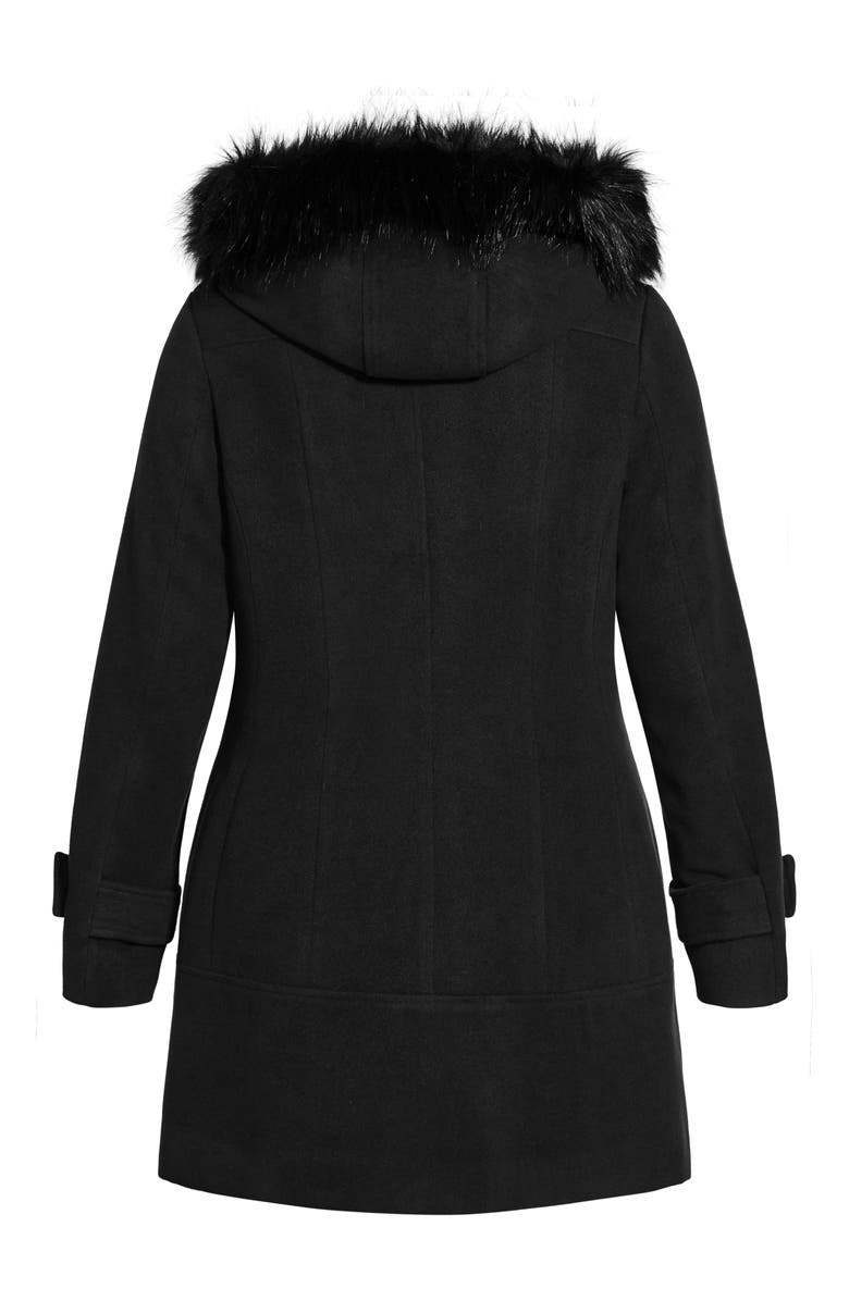City Chic Wonderwall Coat with Faux Fur Collar, Alternate, color,