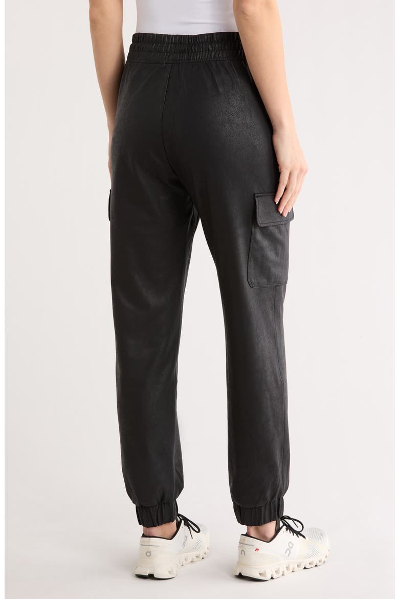 Lux Aviator Faux Leather Cargo Joggers, Alternate, color, BLACK