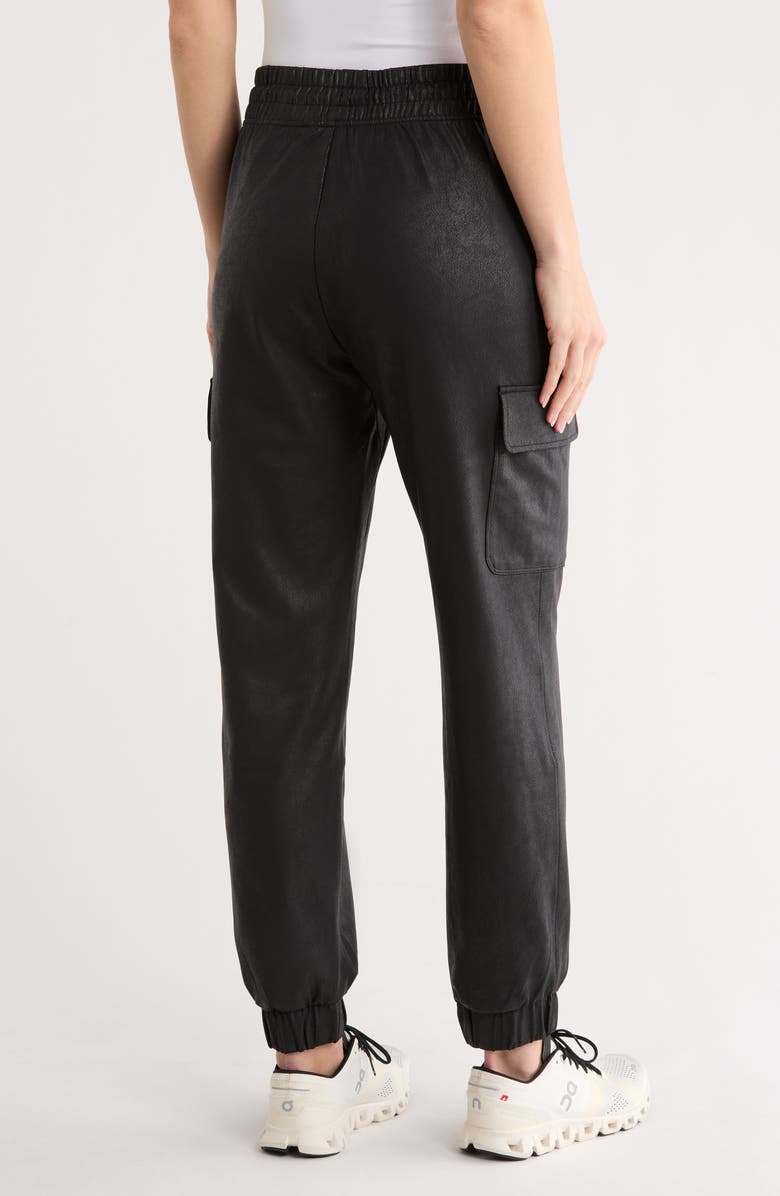 90 DEGREE BY REFLEX Lux Aviator Faux Leather Cargo Joggers, Alternate, color, Black
