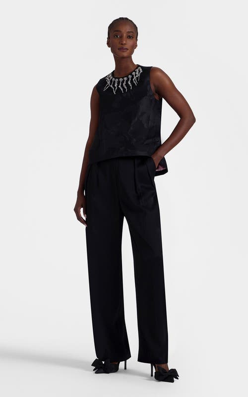 La Doublej La Scala Top Embroidered Sylph Jacquard Black In Sylph Jacquard Black