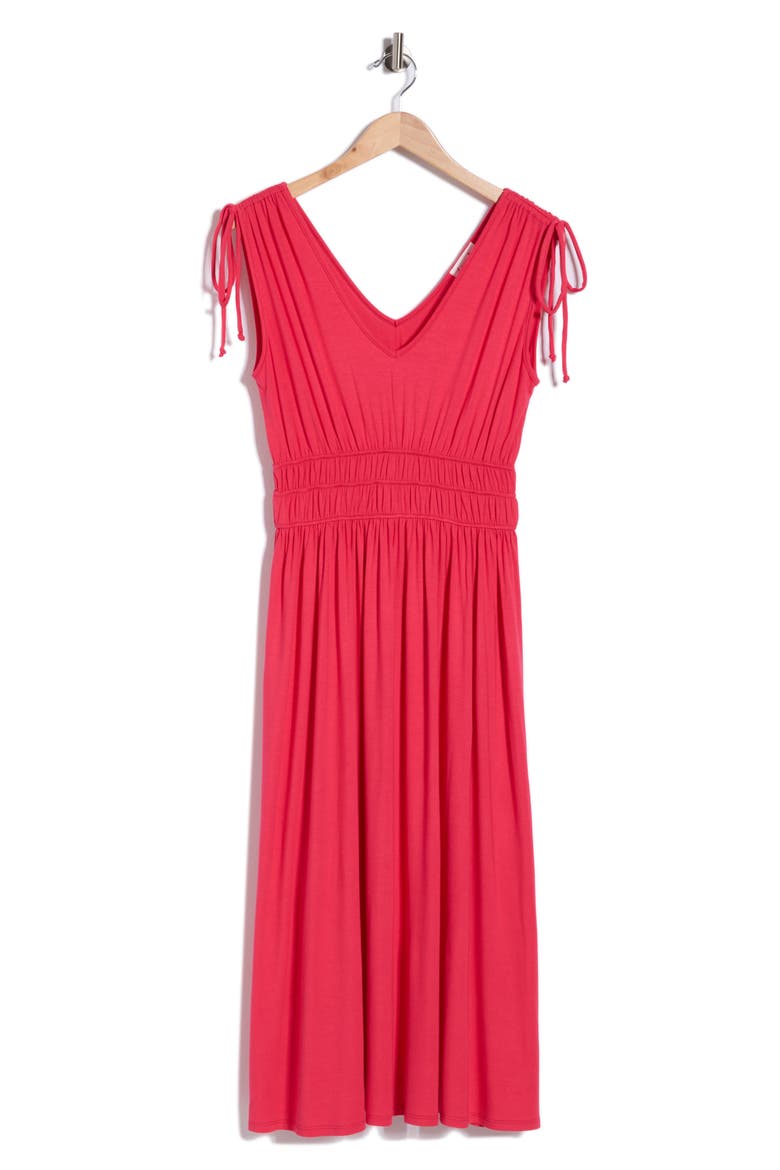 Cinched Waist Midi Dress, Alternate, color, PINK POLISH