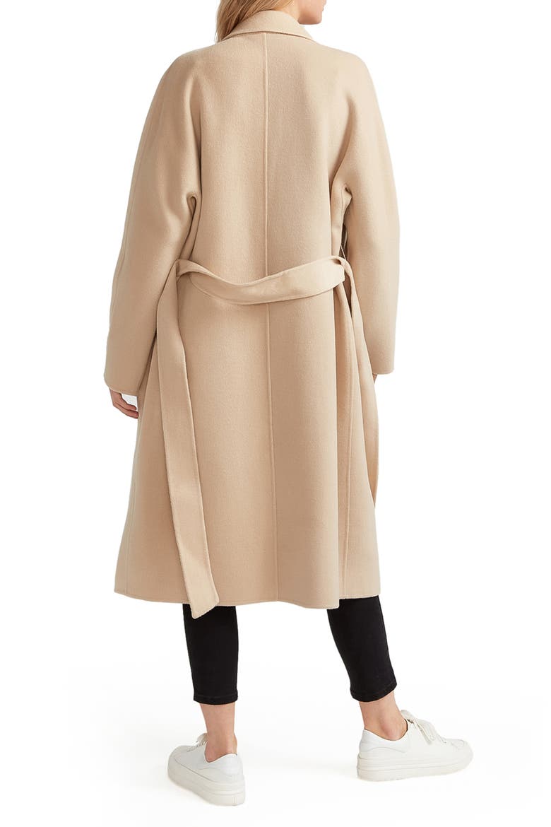 Boss Girl Double Breasted Wool Blend Coat, Alternate, color, PALE OAT