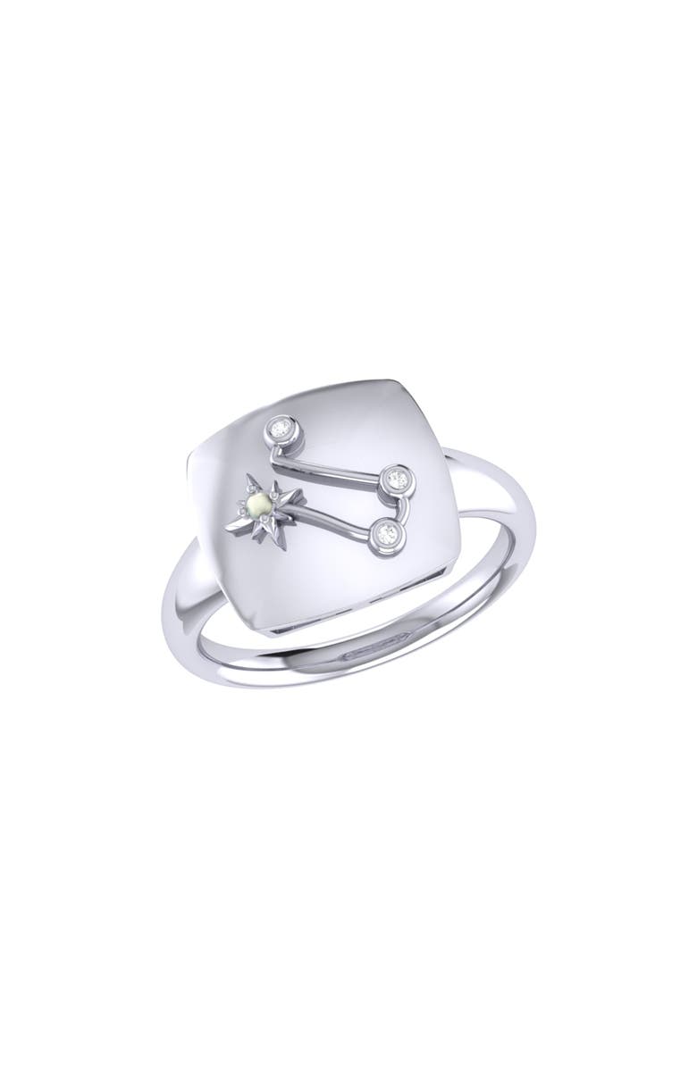 LuvMyJewelry Gemini Moonstone & Diamond Signet Ring in Sterling Silver, Main, color, Silver