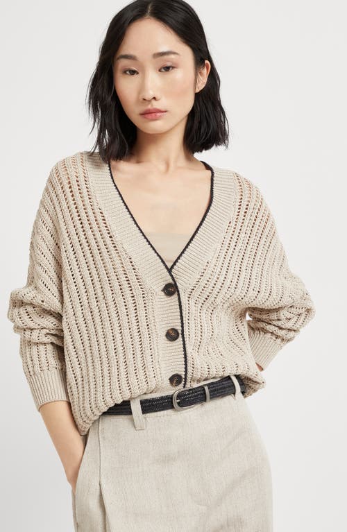 Brunello Cucinelli Plunging V-neck Sweater With Sequin Embellishments In Beige