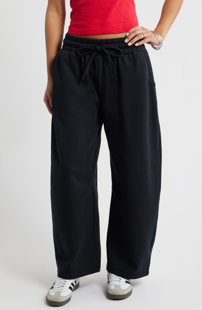 BP. Barrel Leg Fleece Sweatpants, Main, color, Black