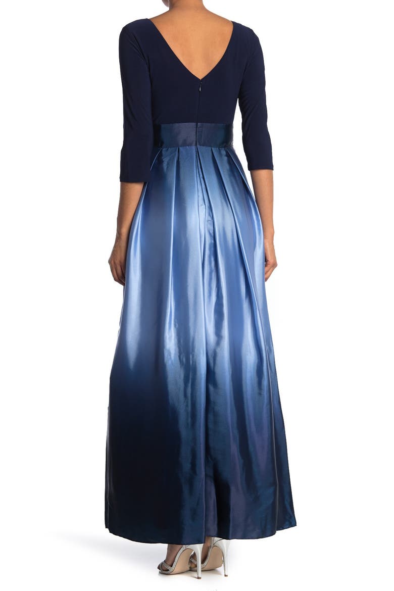 Tie Waist Ombrè Skirt Gown, Alternate, color, NAV/WED