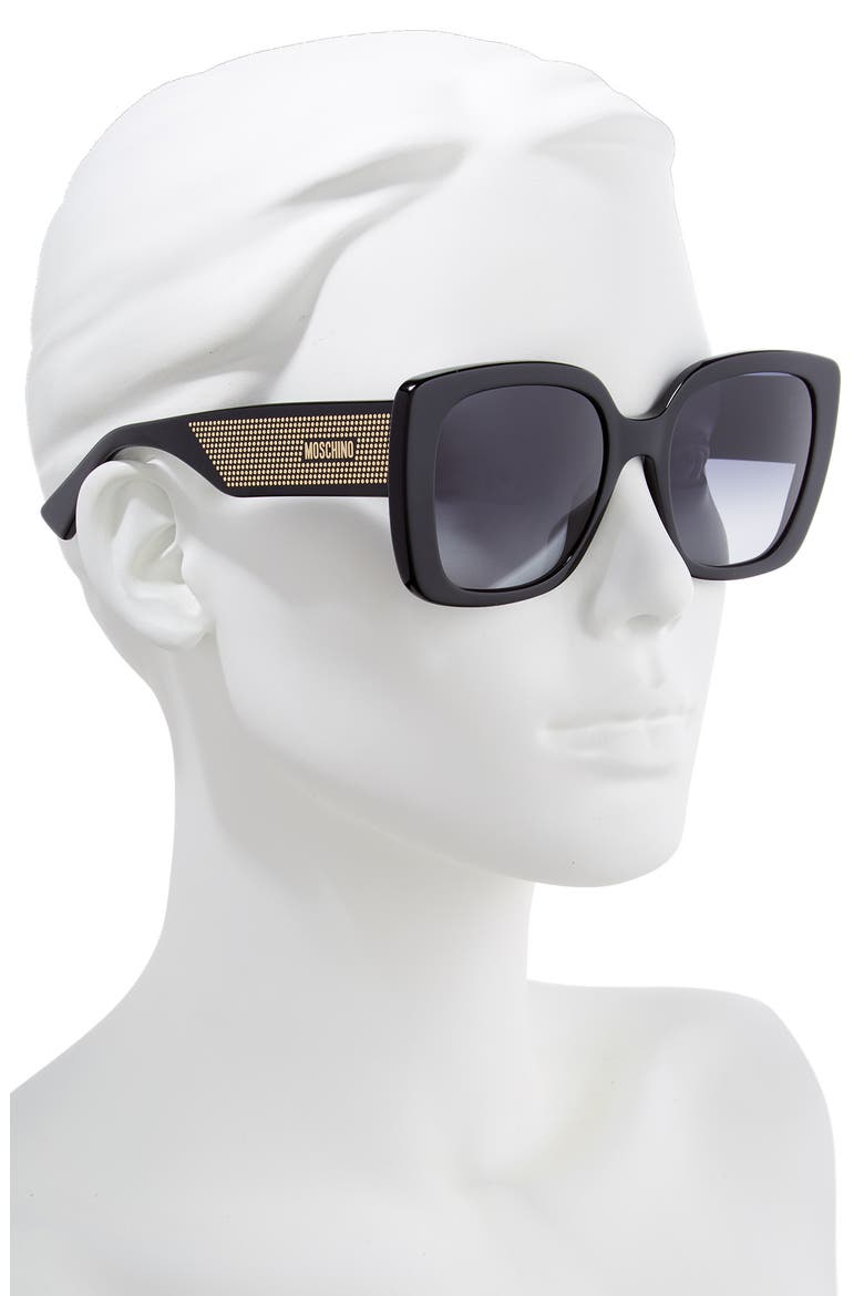 54mm Square Sunglasses, Alternate, color, BLACK