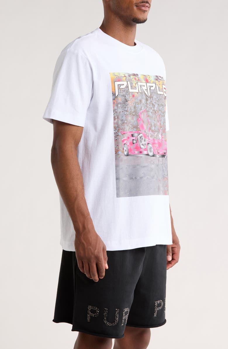 PURPLE BRAND Race Car Cotton Graphic T-Shirt, Alternate, color, White
