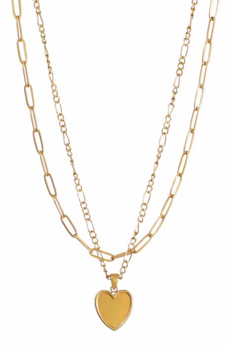 Adornia Set of 2 Oval Link Chain & Heart Pendant Necklaces