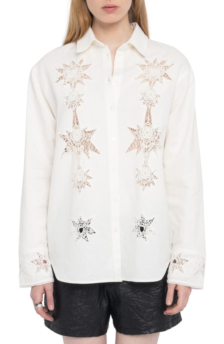 Zadig & Voltaire Morning Stitch Linen Blend Shirt, Main, color, 