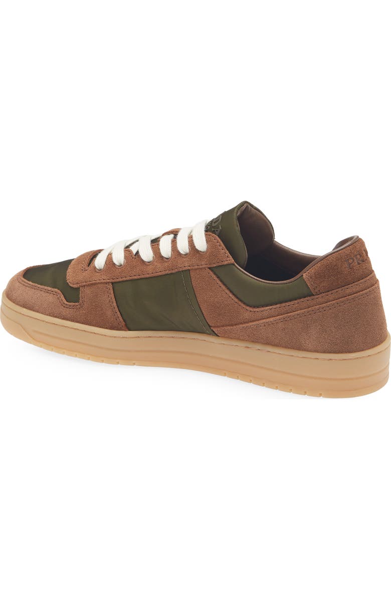 Prada Downtown Logo Low Top Sneaker, Alternate, color, Cocoa Brown/ Moss Green