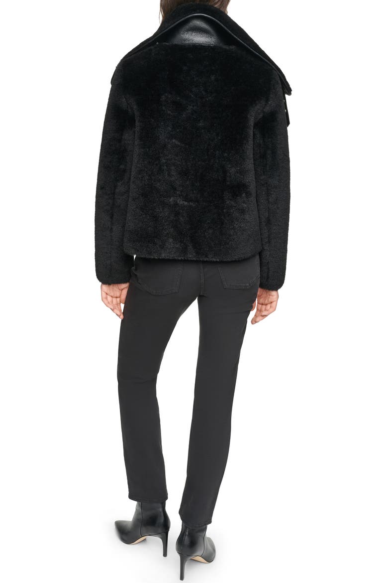 Kemsley Faux Leather & Faux Shearling Moto Jacket, Alternate, color, BLACK
