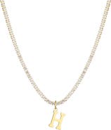 Adornia Initial Charm Tennis Necklace