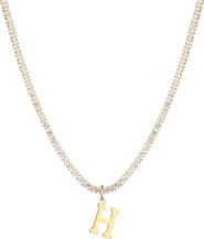 Adornia Initial Charm Tennis Necklace
