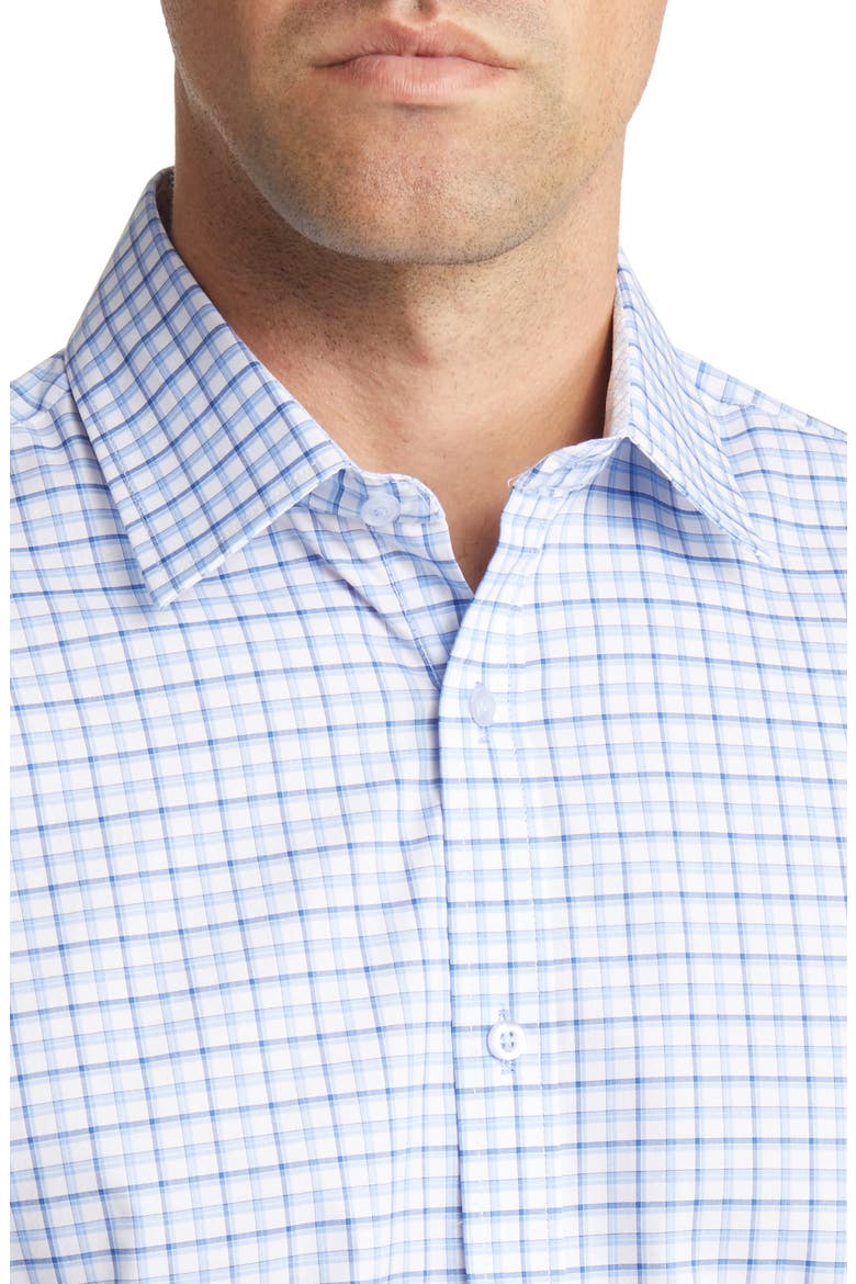 Trim Fit Plaid Dress Shirt, Alternate, color, NAVY