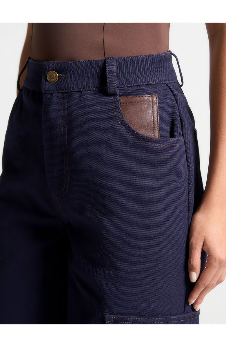 Manière De Voir High Rise Drill Cargo Pants, Alternate, color, Indigo