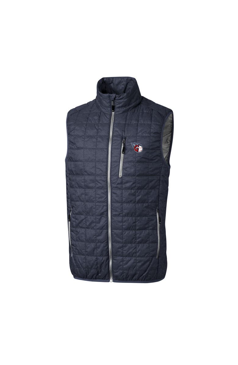 Cutter & Buck Men's Cutter & Buck Heathered Navy Cleveland Guardians Rainier Full-Zip Puffer Vest, Alternate, color, 