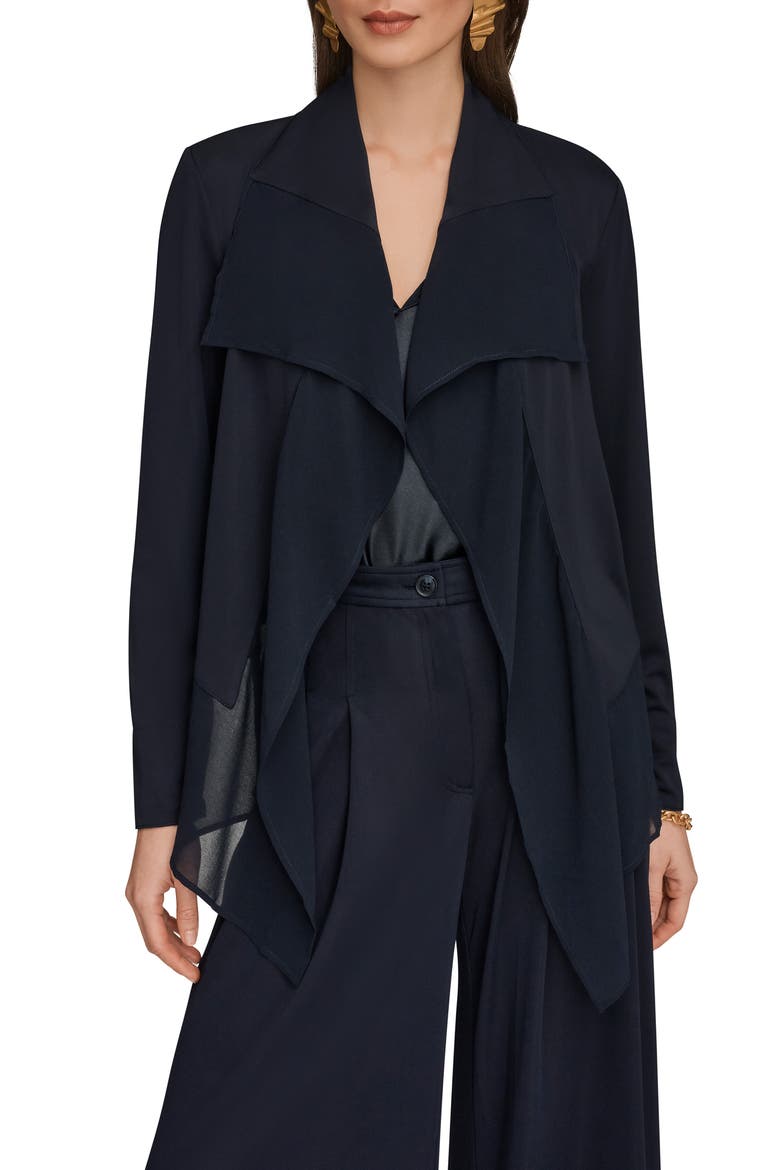 Mixed Media Open Front Jacket, Main, color, NIGHTFALL