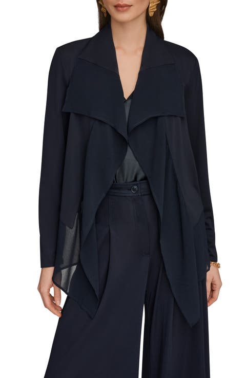 Mixed Media Open Front Jacket