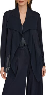 Donna Karan New York Mixed Media Open Front Jacket