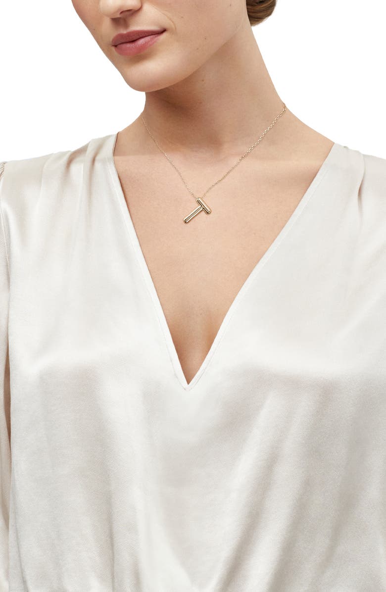 Frankie & Zoe Initial Pendant Necklace, Alternate, color, Yellow Gold - T
