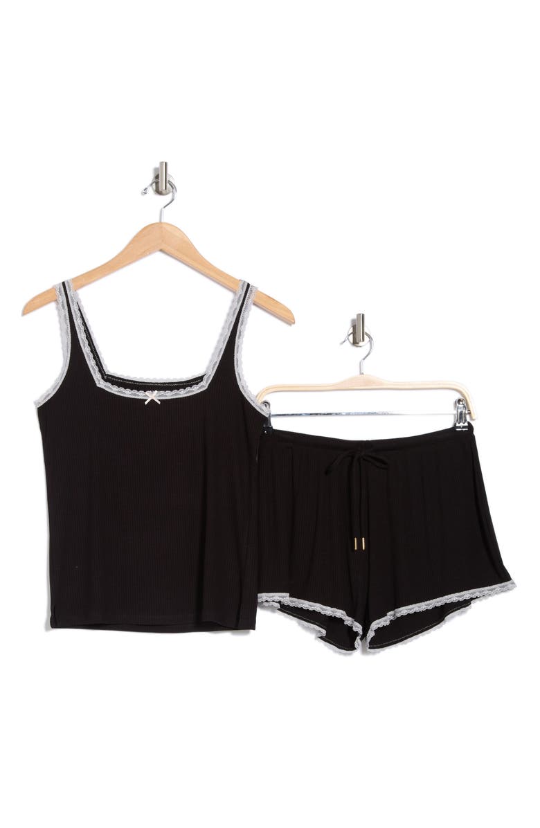 Honeydew Revival Rib Short Pajamas, Alternate, color, Black