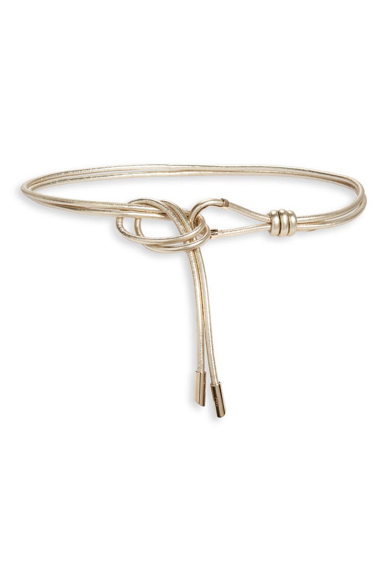 Poppie Knotted Leather Belt, Main, color, GOLD COLOR 9DA
