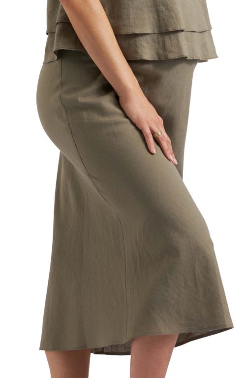 Shop Ripe Maternity Debbie Linen Blend Skirt In Olive