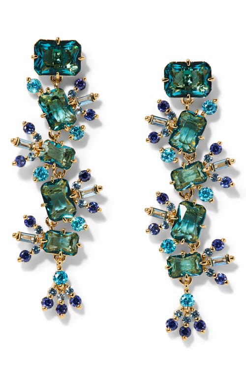Nadri Stellar Cascade Linear Drop Earrings In Green