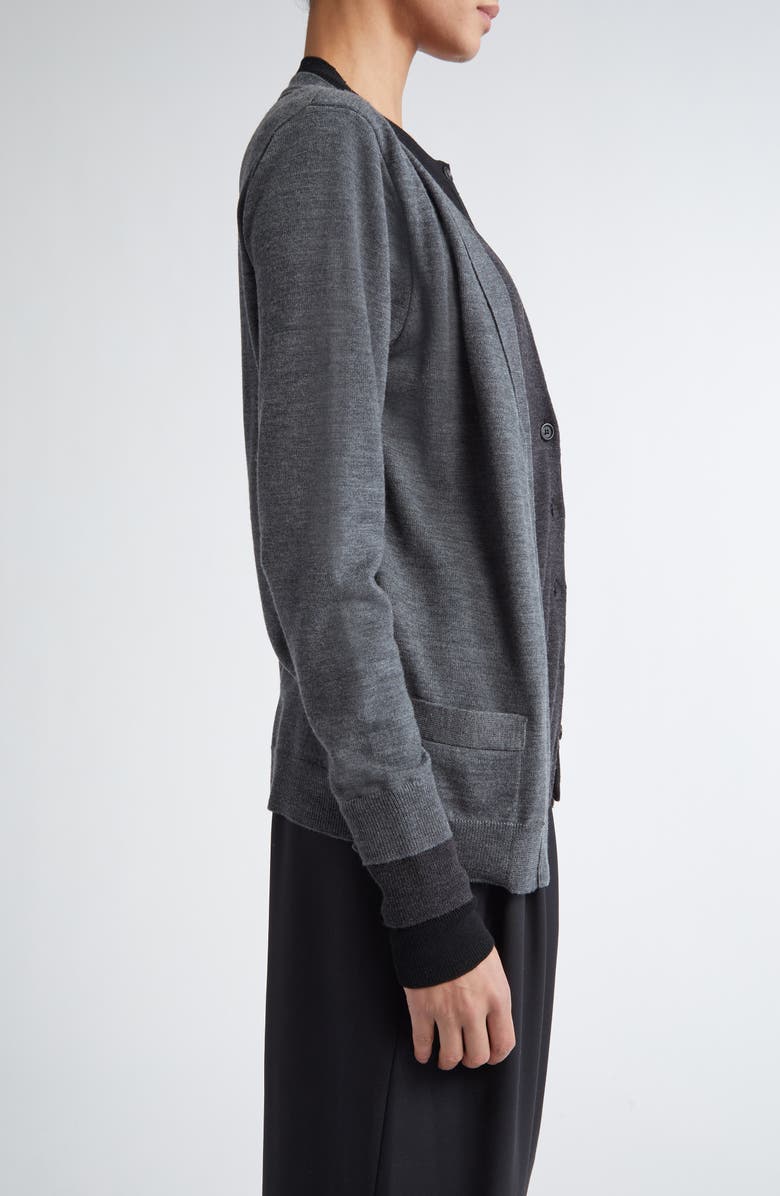 MONSE Trompe l'Oeil Triple Layer Cardigan, Alternate, color, Black/ Grey