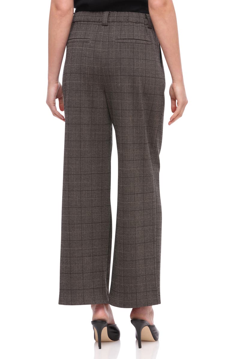 Bagatelle Pleated Plaid Crop Pants, Alternate, color, Grey / Tan Window
