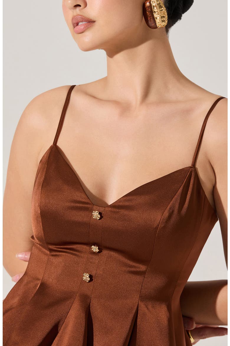 Paislee Satin Peplum Top, Alternate, color, BROWN